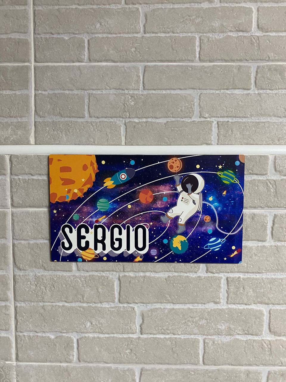 Plaque prénom thème espace