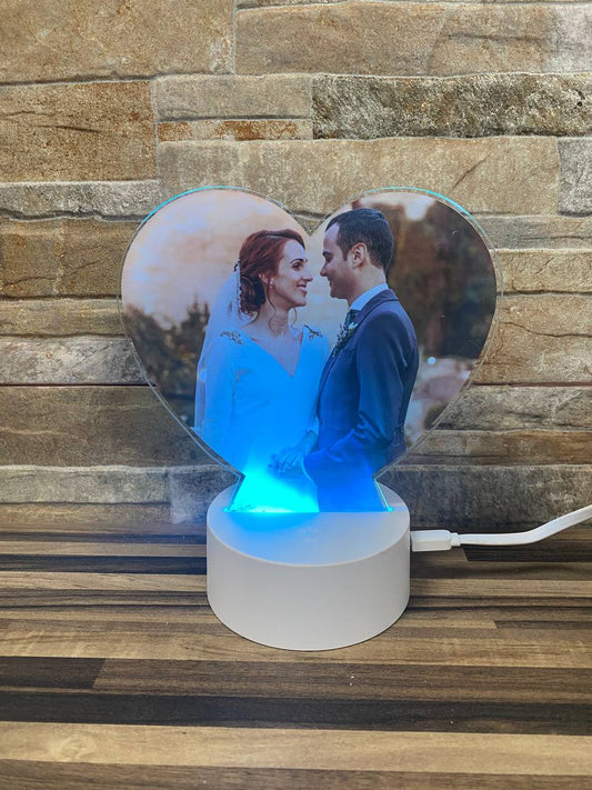 Lampe cœur en couleur avec votre photo