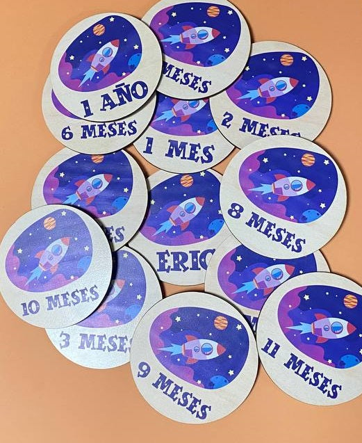 Cartes étapes bébé thème espace