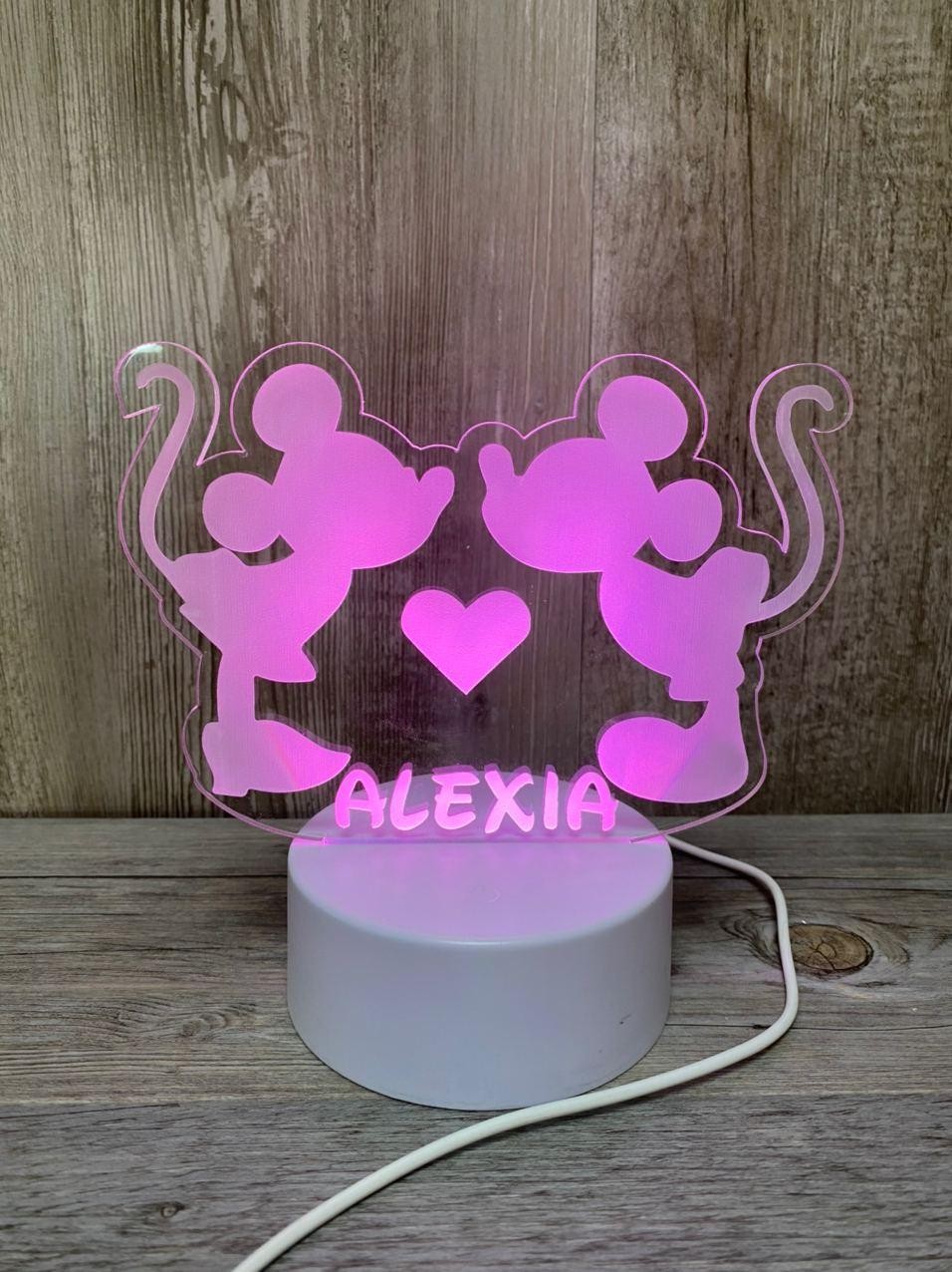 Lampe LED bisou de Mickey et Minnie Mouse
