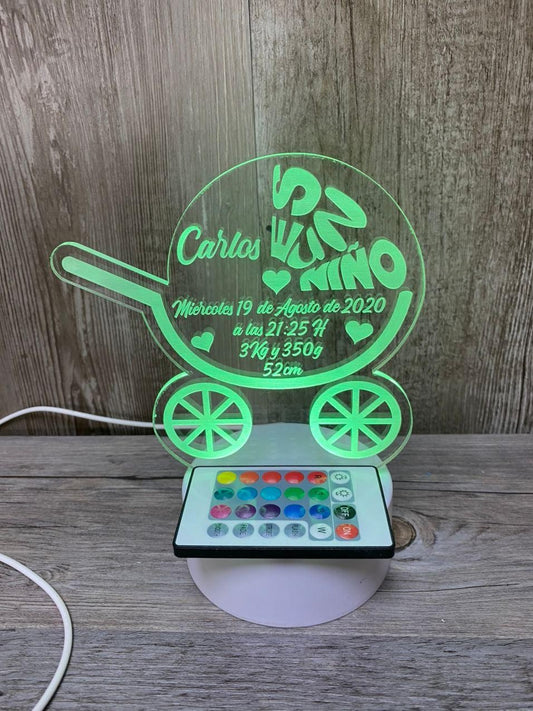 Lampe LED naissance garçon personnalisée