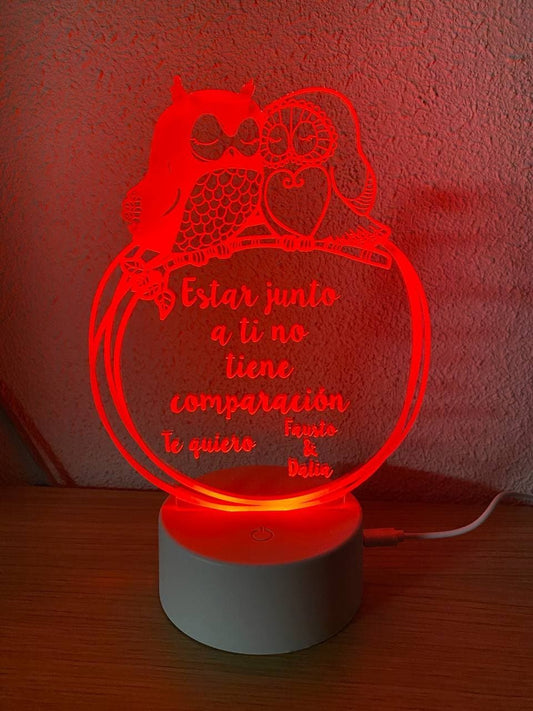 Lampe LED couple de hiboux