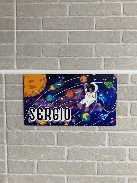 Plaque prénom thème espace