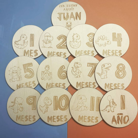 Cartes étapes bébé dinosaure gravées