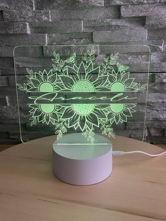 Lampe tournesols avec prénom