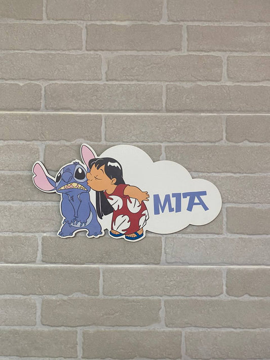 Nuage en couleur Lilo et Stitch avec prénom
