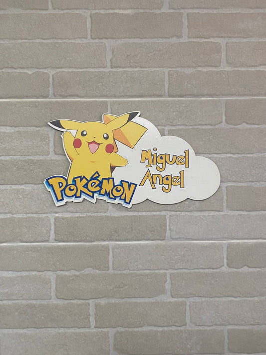 Nuage en couleur Pikachu Pokémon avec prénom