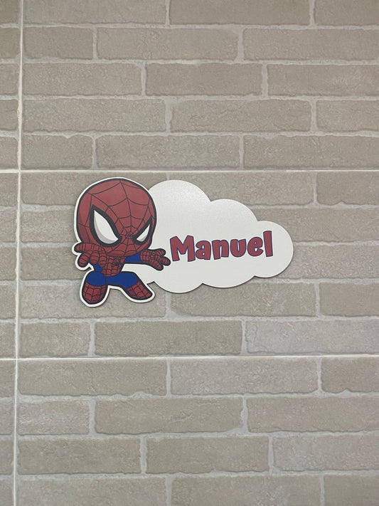 Nuage en couleur bébé Spiderman avec prénom
