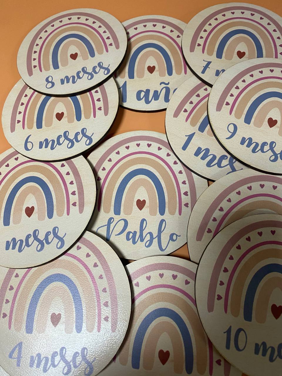 Cartes étapes bébé arc-en-ciel minimaliste – vue 3