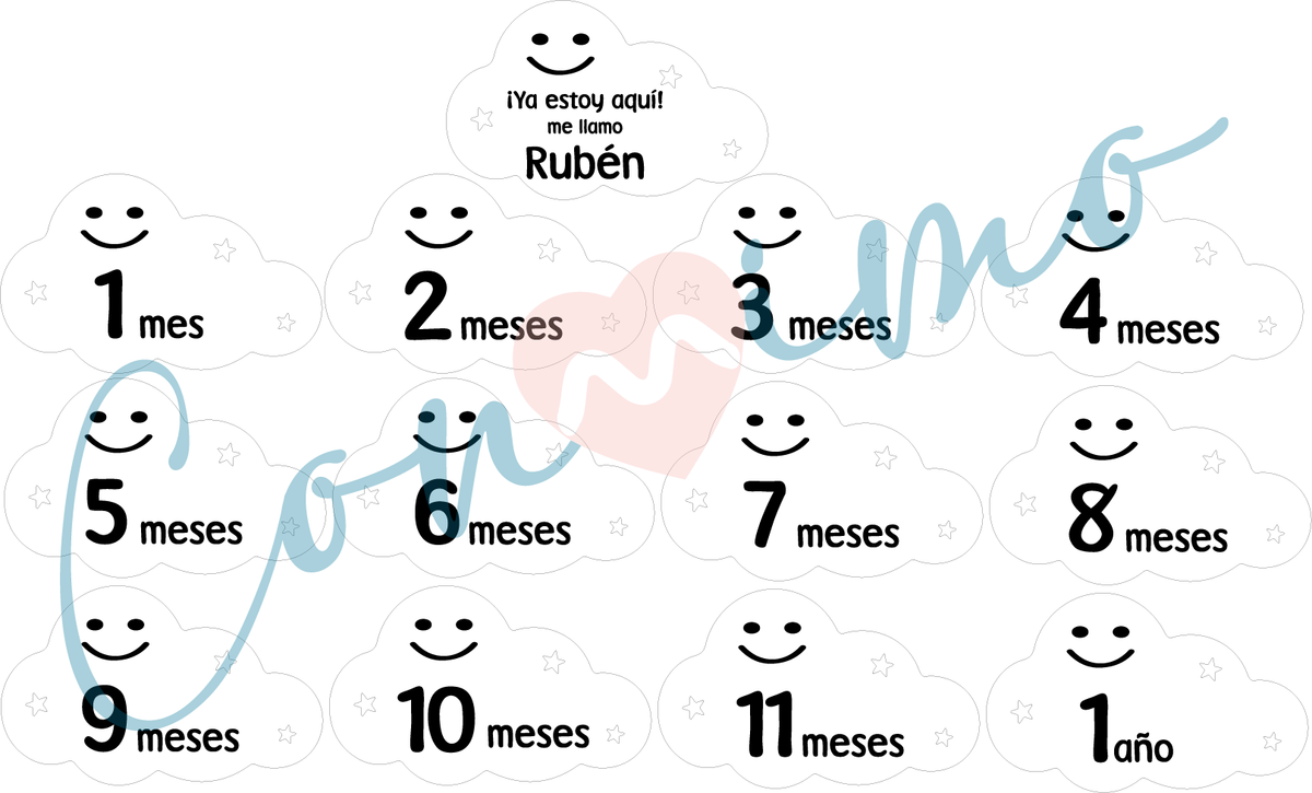 Cartes étapes bébé nuages pour nouveau-né – vue 2