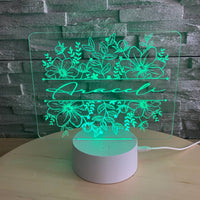 Lampe florale avec prénom – vue 2
