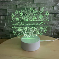 Lampe florale avec prénom