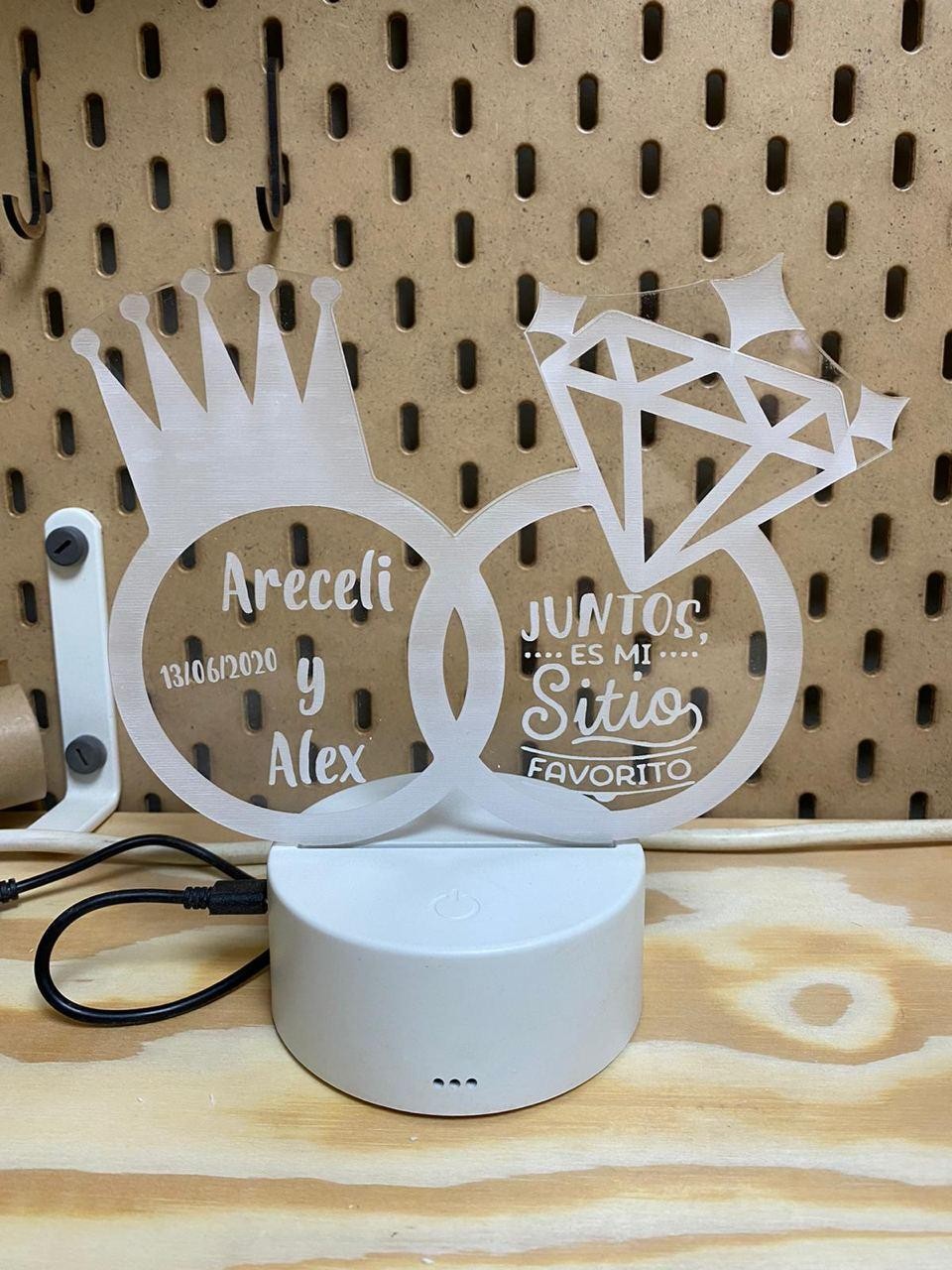 Lampe LED alliances d'anniversaire de mariage