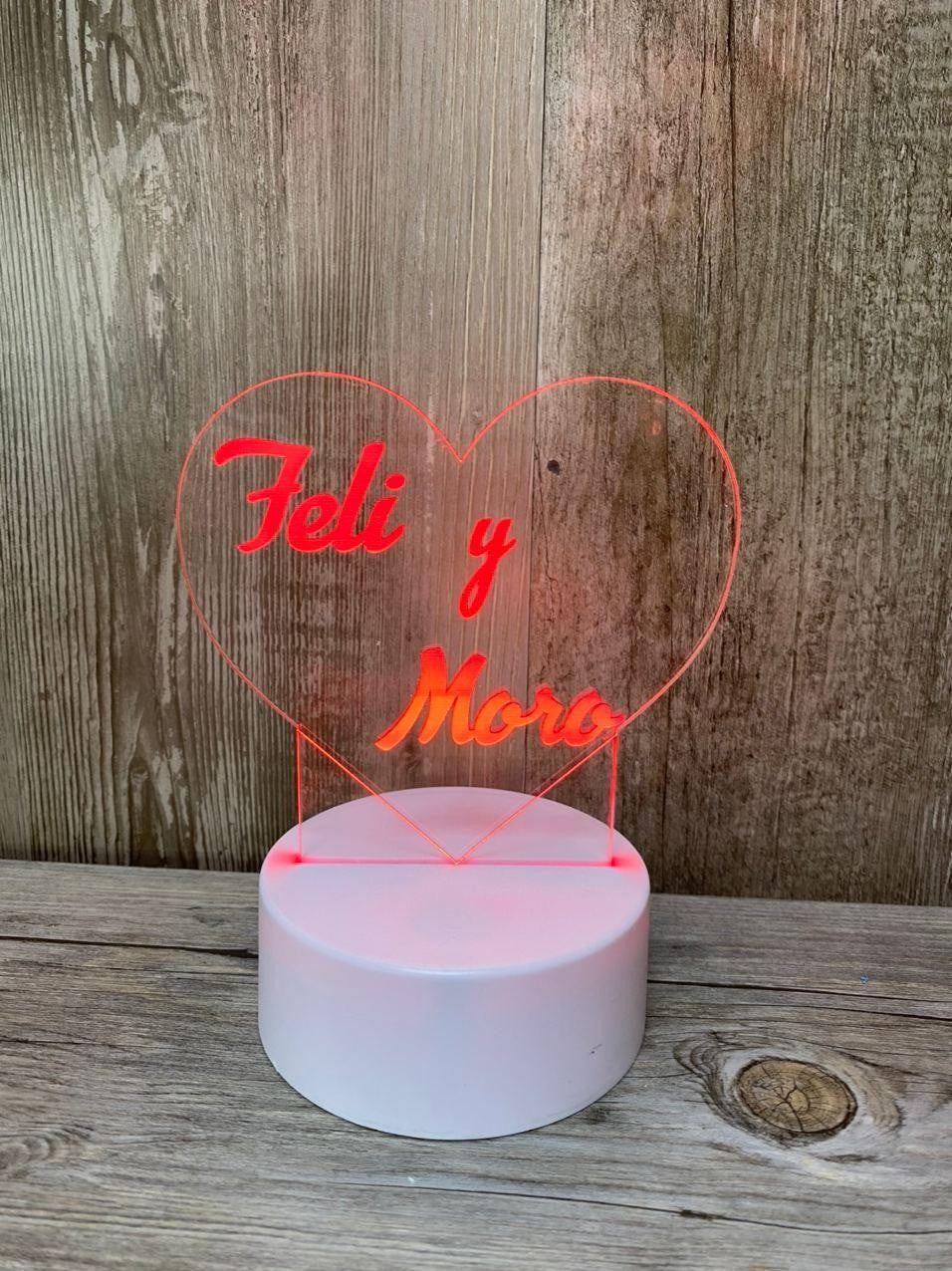 Lampe LED cœur avec prénoms