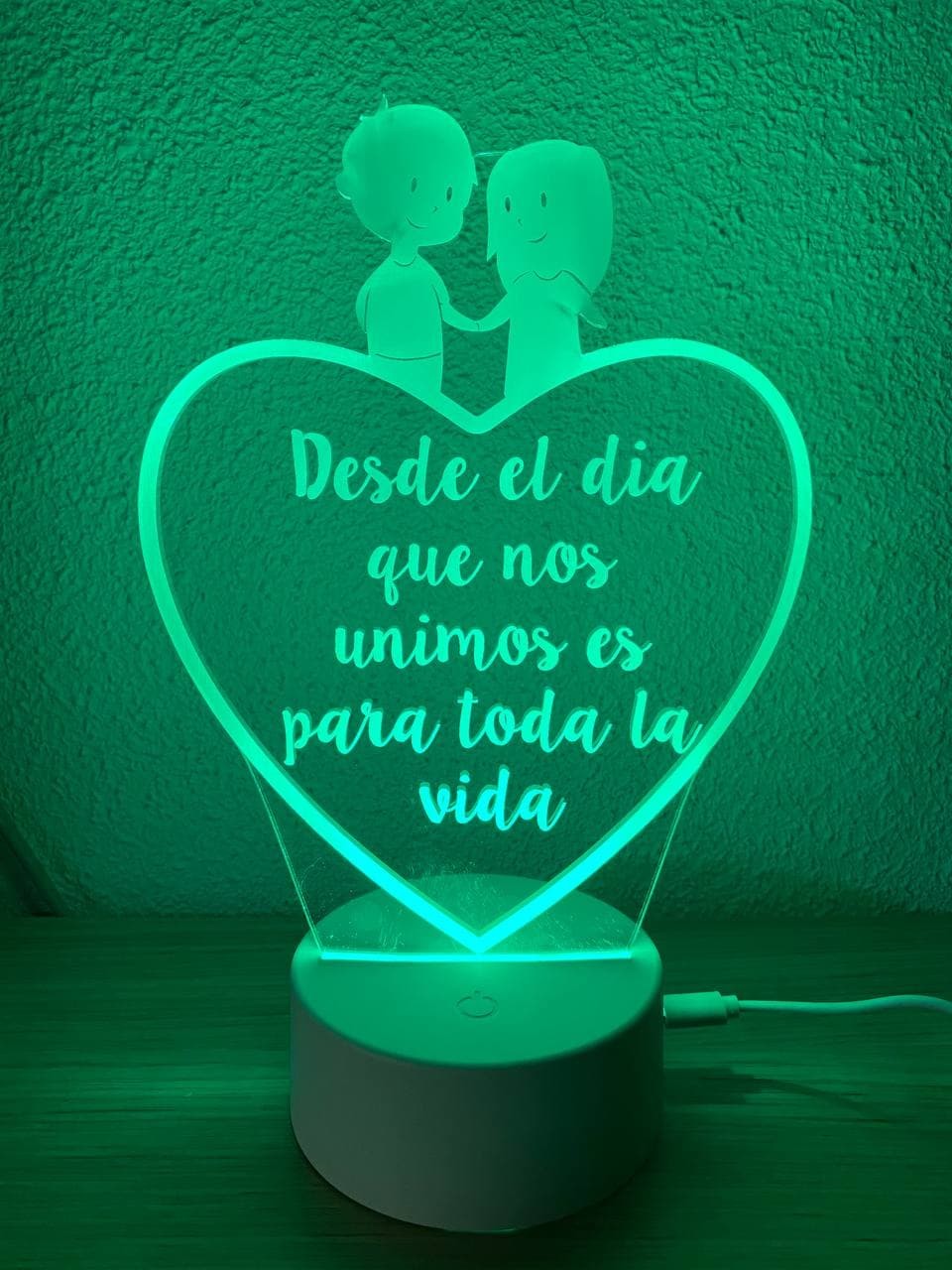 Lampe LED amoureux couple et cœur