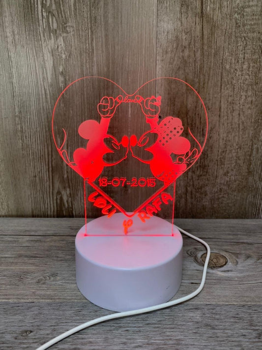 Lampe LED anniversaire de couple Mickey et Minnie