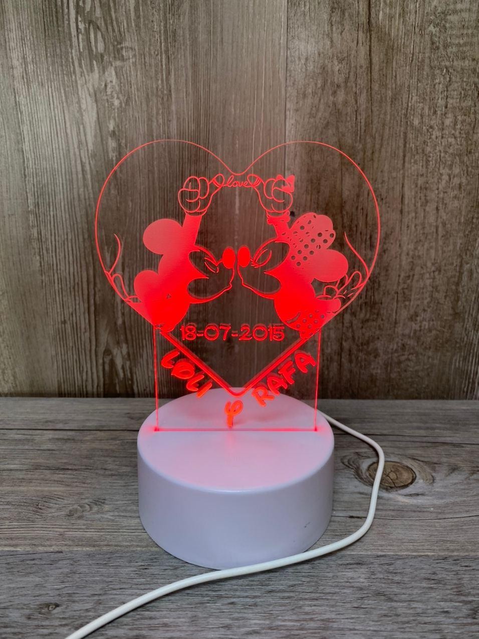 Lampe LED anniversaire de couple Mickey et Minnie