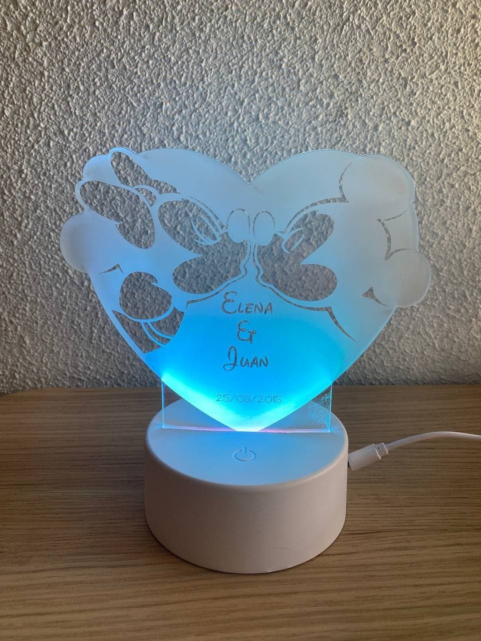 Lampe LED bisou de Mickey et Minnie