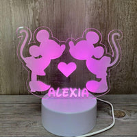 Lampe LED bisou de Mickey et Minnie Mouse