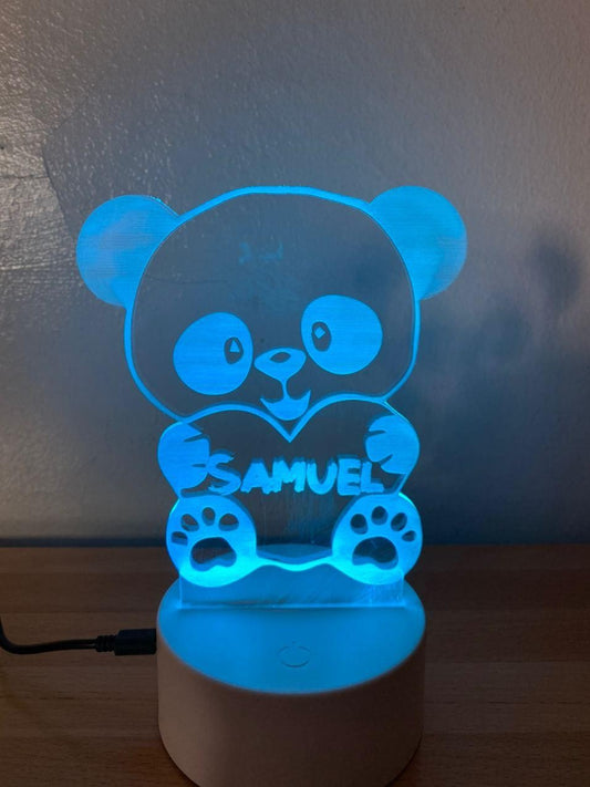 Lampe LED panda amoureux