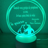 Lampe LED couple de pingouins