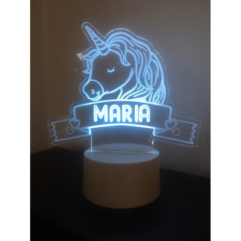 Lampe LED licorne avec prénom – vue 3