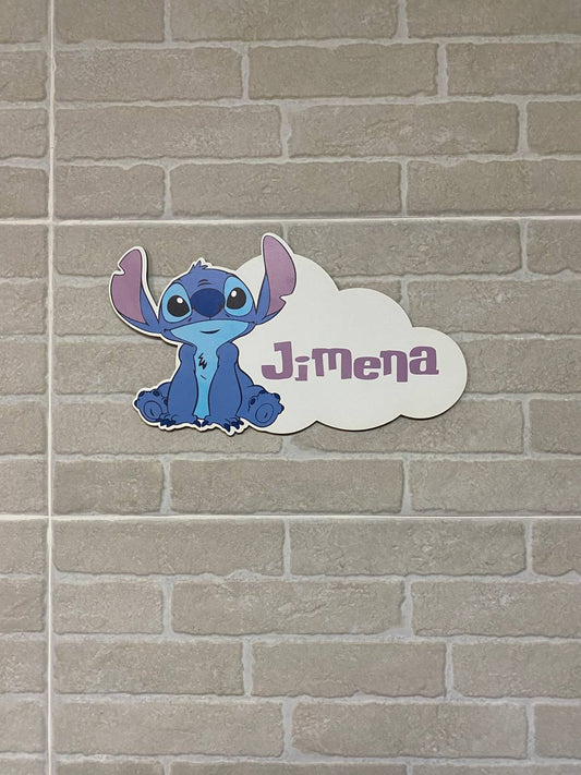 Nuage en couleur Stitch avec prénom