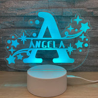 Lampe LED initiale et prénom avec étoiles – vue 2