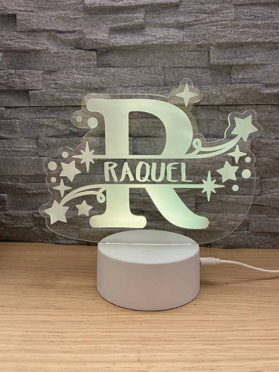 Lampe LED initiale et prénom avec étoiles