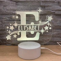 Lampe LED initiale et prénom avec étoiles – vue 3
